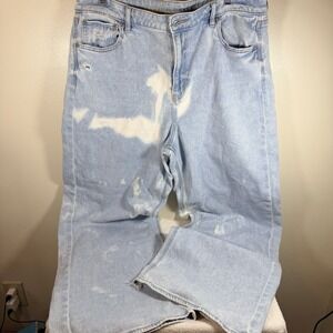 American Eagle Super High Rise Ultra Wide Leg  Distressed  Jeans Size 16 Baggy